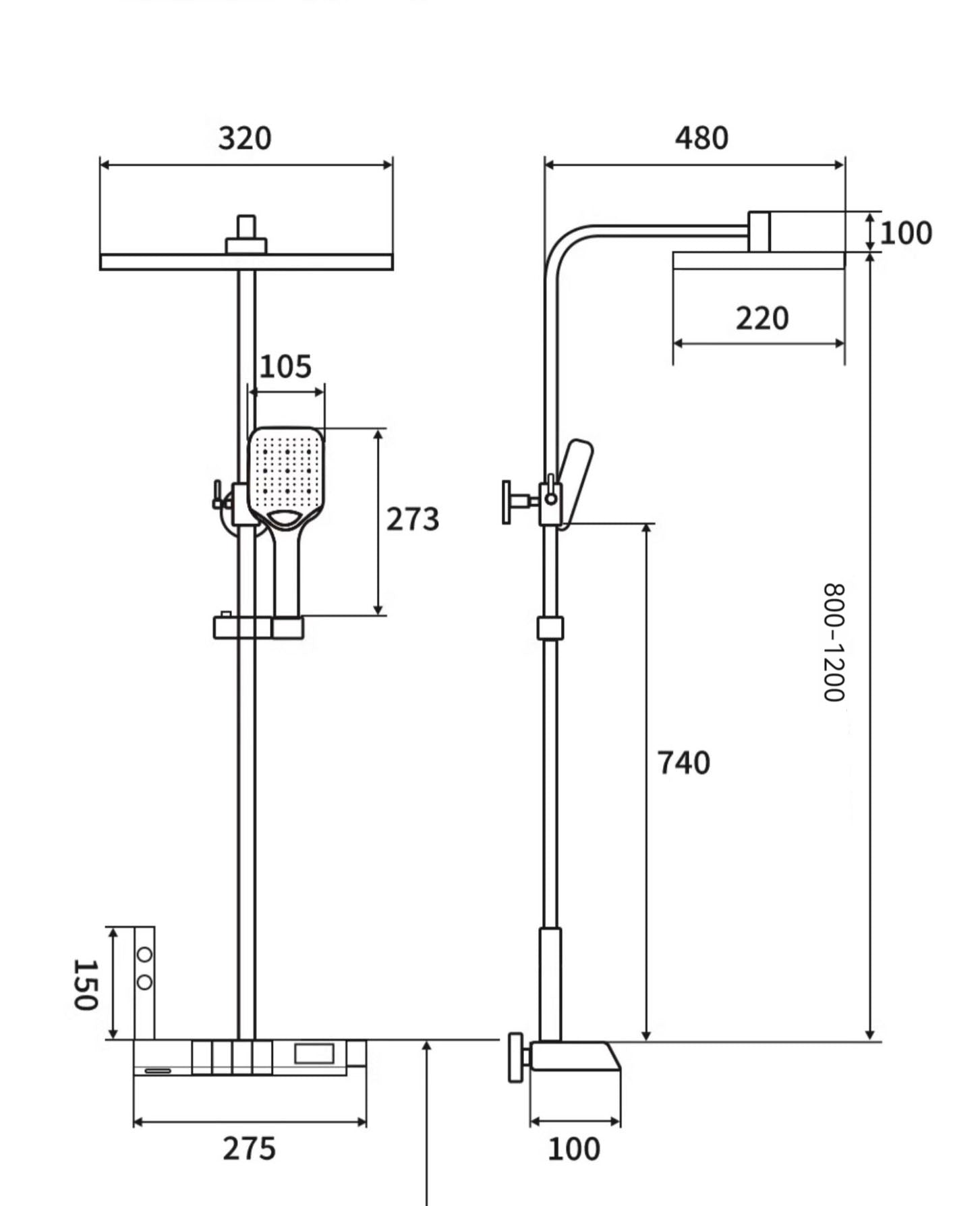 Bathroom shower system | Bathroom shower set Tetrasink | Bathroom faucet with shower and handset  SHBD1TS01 - Tetrasink