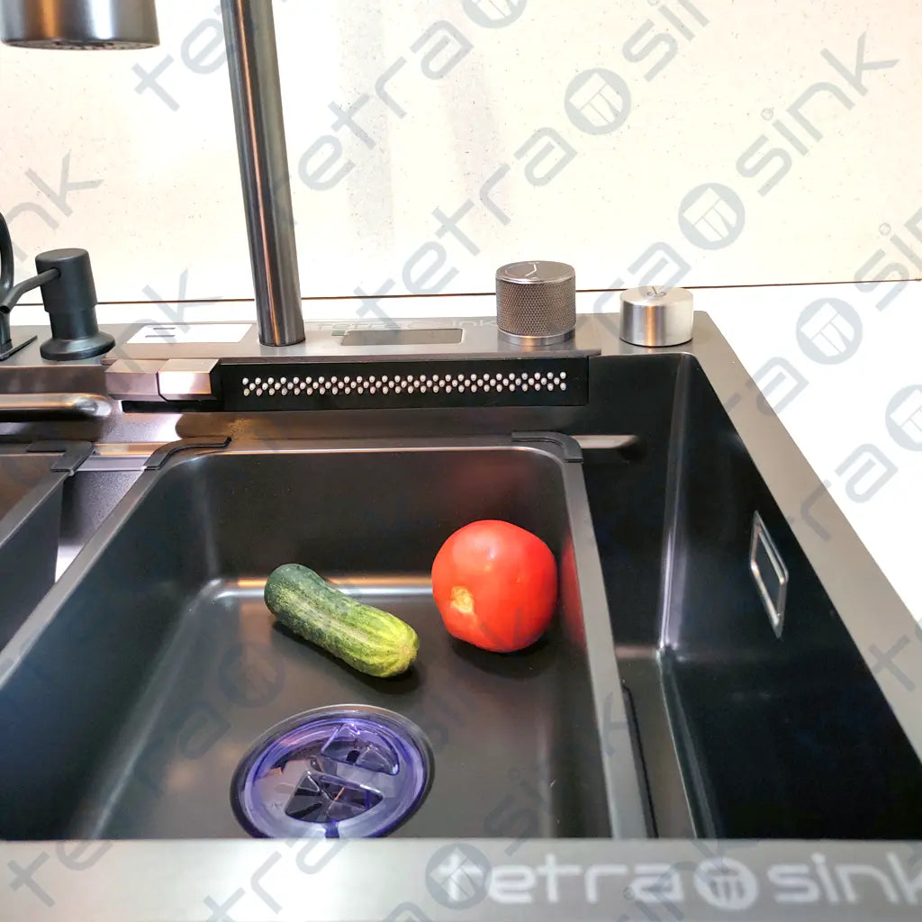 Multifunctional kitchen sink | Tetra Sink | 4KNS30475TS | set B | Multifunctional sink for kitchen with deep trough and high-quality waterfall mixer - Tetrasink