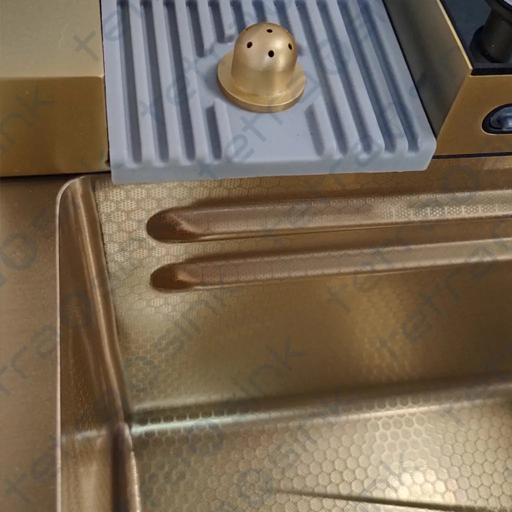 Multifunctional gold kitchen sink | Tetra Sink | 6NGS30475TS | Smart Kitchen Sink with Nano Platinum Coating and 10 in 1 Function | Multifunctional kitchen sink with a deep trough and a high-quality waterfall mixing system - Tetrasink