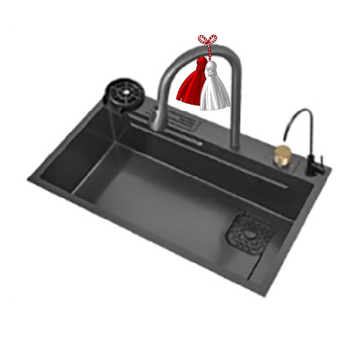 Multifunctional kitchen sink | Tetra Sink | 3KNS30475TS | Multifunctional sink for kitchen with deep trough and high-quality waterfall mixer - Tetrasink