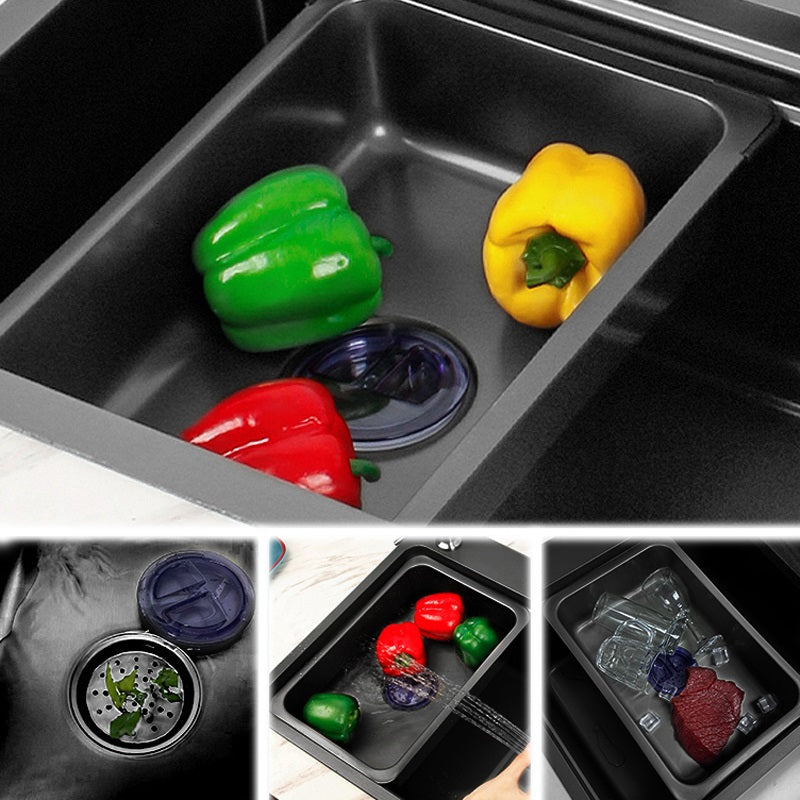 Multifunctional kitchen sink | Tetra Sink | 4KN2S30475TS | set А | Multifunctional sink for kitchen with deep trough and high-quality waterfall mixer - Tetrasink