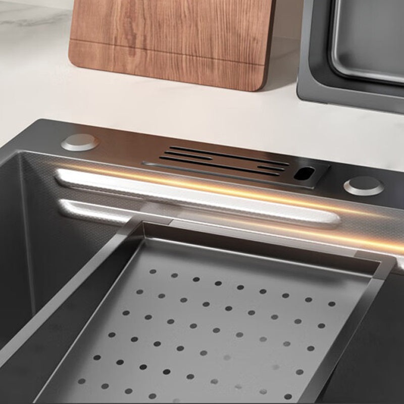 Multifunctional kitchen sink | Tetra Sink | 3KNS30475TS | Multifunctional sink for kitchen with deep trough and high-quality waterfall mixer - Tetrasink