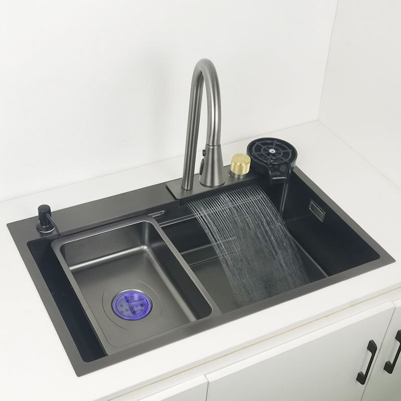 Multifunctional kitchen sink | Tetra Sink | 1NS30475TS | Multifunctional sink for kitchen with deep trough and high-quality waterfall mixer - Tetrasink
