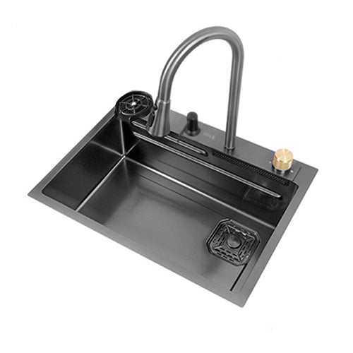 Multifunctional kitchen sink | Tetra Sink | 2NHBS30460TSK | Multifunctional sink for kitchen with deep trough and high-quality waterfall mixer (Copy) - Tetrasink