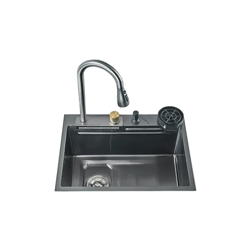 Multifunctional kitchen sink | Tetra Sink | 2NS30460TSKL | Multifunctional sink for kitchen with deep trough and high-quality waterfall mixer - Tetrasink