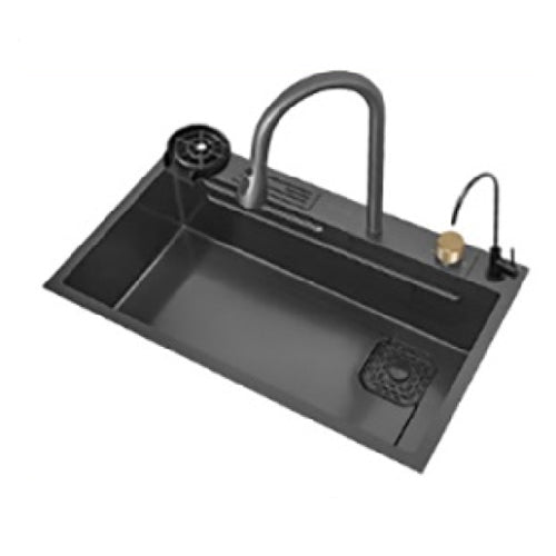 Multifunctional deep kitchen sink with waterfall mixer faucet tap | Tetra Sink | 3KNS30475TS
