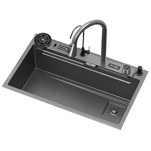 Multifunctional kitchen sink | Tetra Sink | 4KNS30475TS | set А | Multifunctional sink for kitchen with deep trough and high-quality waterfall mixer - Tetrasink