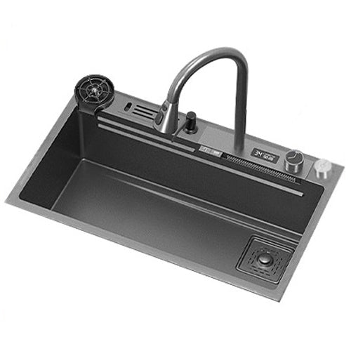 Multifunctional kitchen sink | Tetra Sink | 4KNS30475TS | set B | Multifunctional sink for kitchen with deep trough and high-quality waterfall mixer - Tetrasink