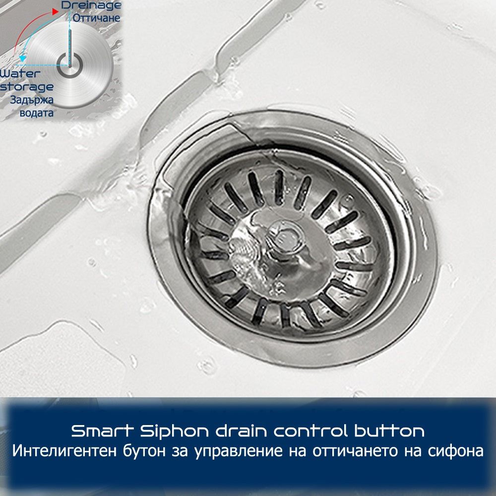 Multifunctional kitchen sink | Tetra Sink | 5BCGNS30475TS | Multifunctional sink for kitchen with deep trough and high-quality waterfall mixer - Tetrasink