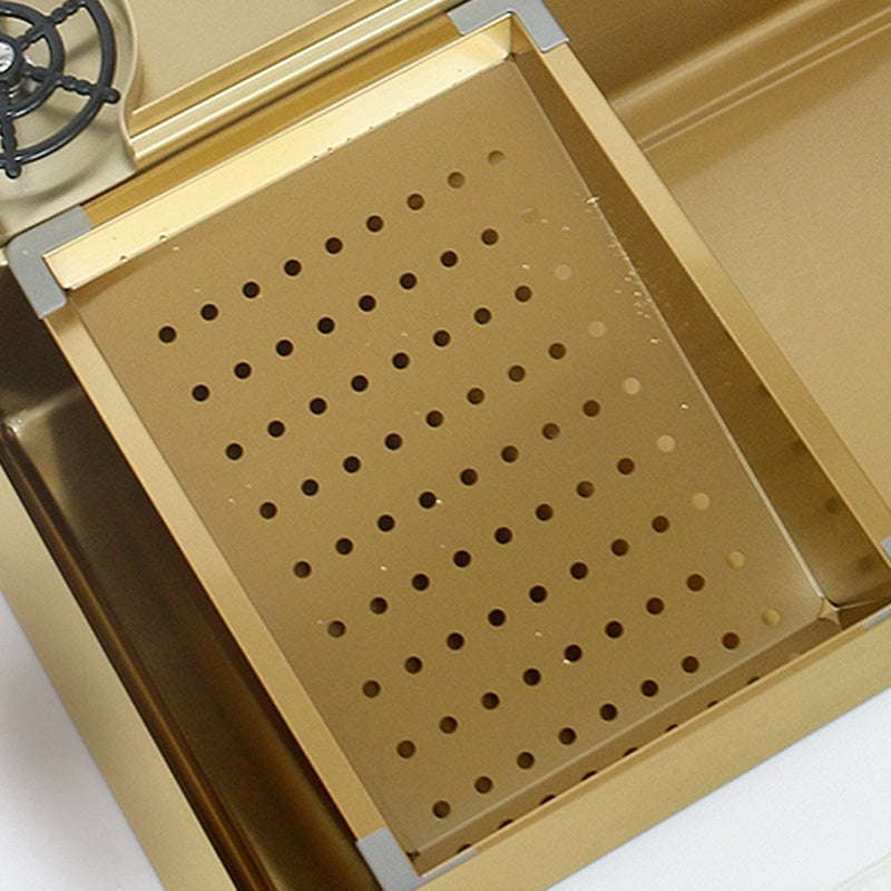 Multifunctional gold kitchen sink with waterfall mixer faucet tap | Tetra Sink | 2GNS30475TSK - Tetrasink