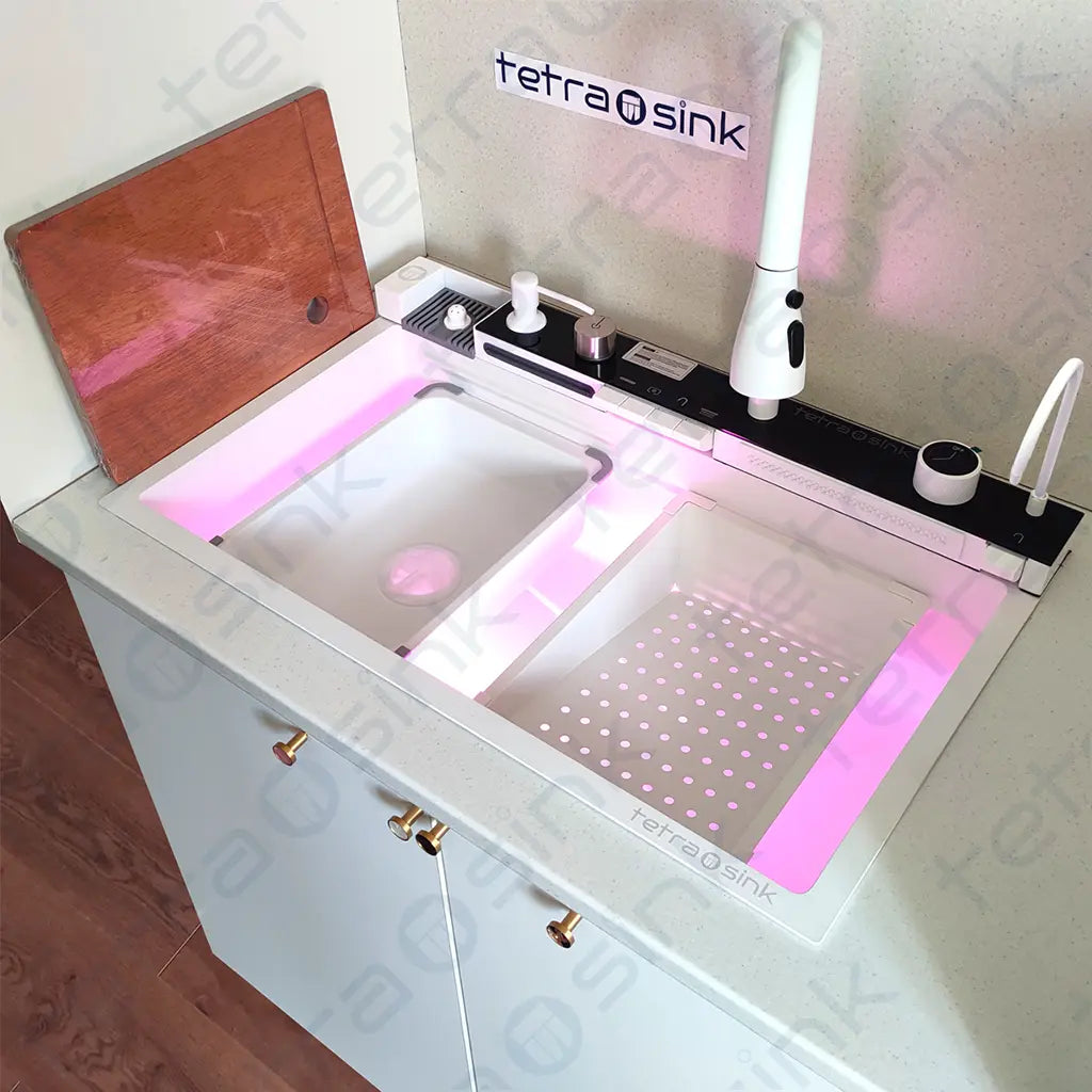 Multifunctional kitchen sink | Tetra Sink | 6NWS30475TS | Multifunctional sink for kitchen with a deep trough and a high-quality waterfall mixing system - Tetrasink