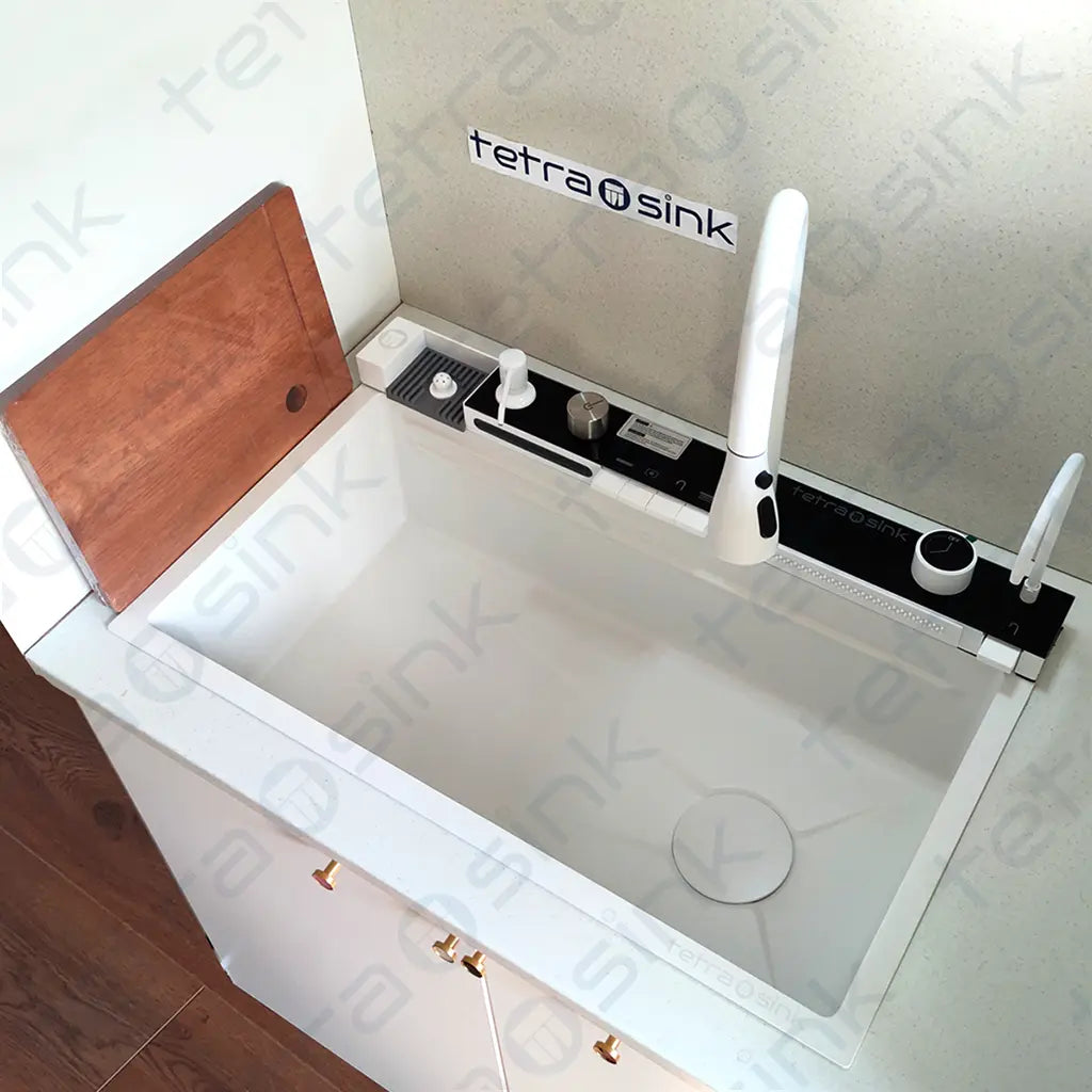 Multifunctional kitchen sink | Tetra Sink | 6NWS30475TS | Multifunctional sink for kitchen with a deep trough and a high-quality waterfall mixing system - Tetrasink