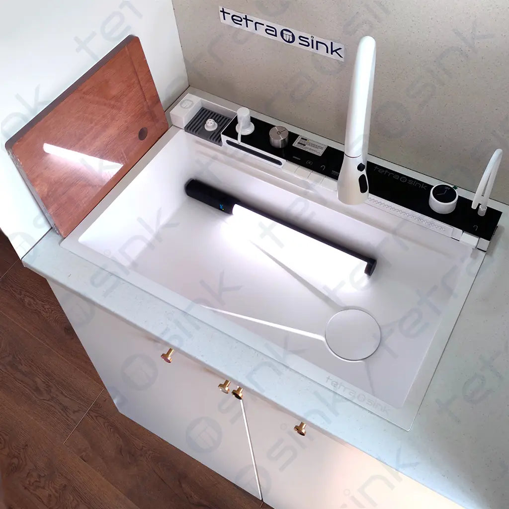 Multifunctional kitchen sink | Tetra Sink | 6NWS30475TS | Multifunctional sink for kitchen with a deep trough and a high-quality waterfall mixing system - Tetrasink