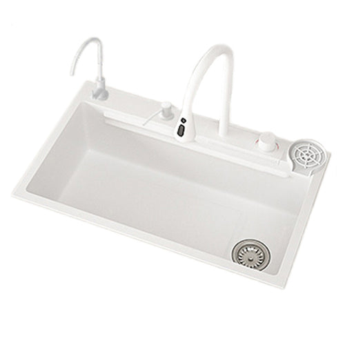 Multifunctional deep kitchen sink with waterfall mixer faucet tap | Tetra Sink | 5BCGNS30468TS