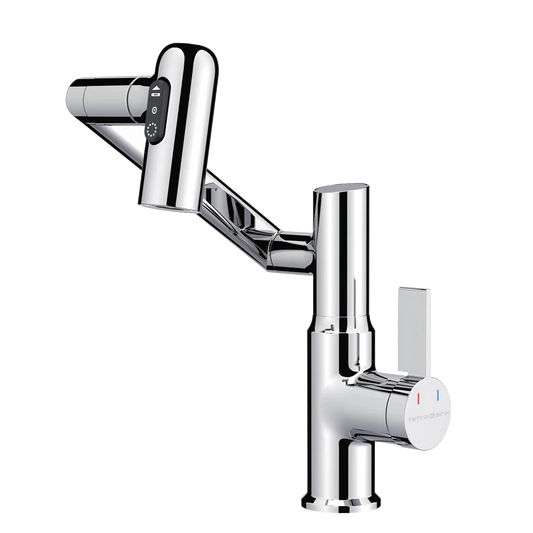 TETRASINK Chrome Single-Hole Rotatable Faucet with Temperature Display-TS22BF04