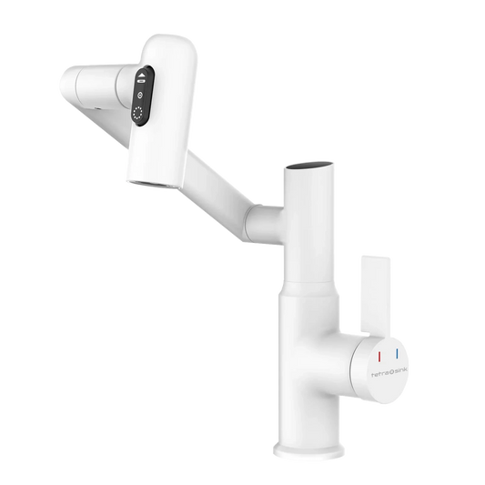 TETRASINK White Single-Hole Rotatable Faucet with Temperature Display-TS22BF04