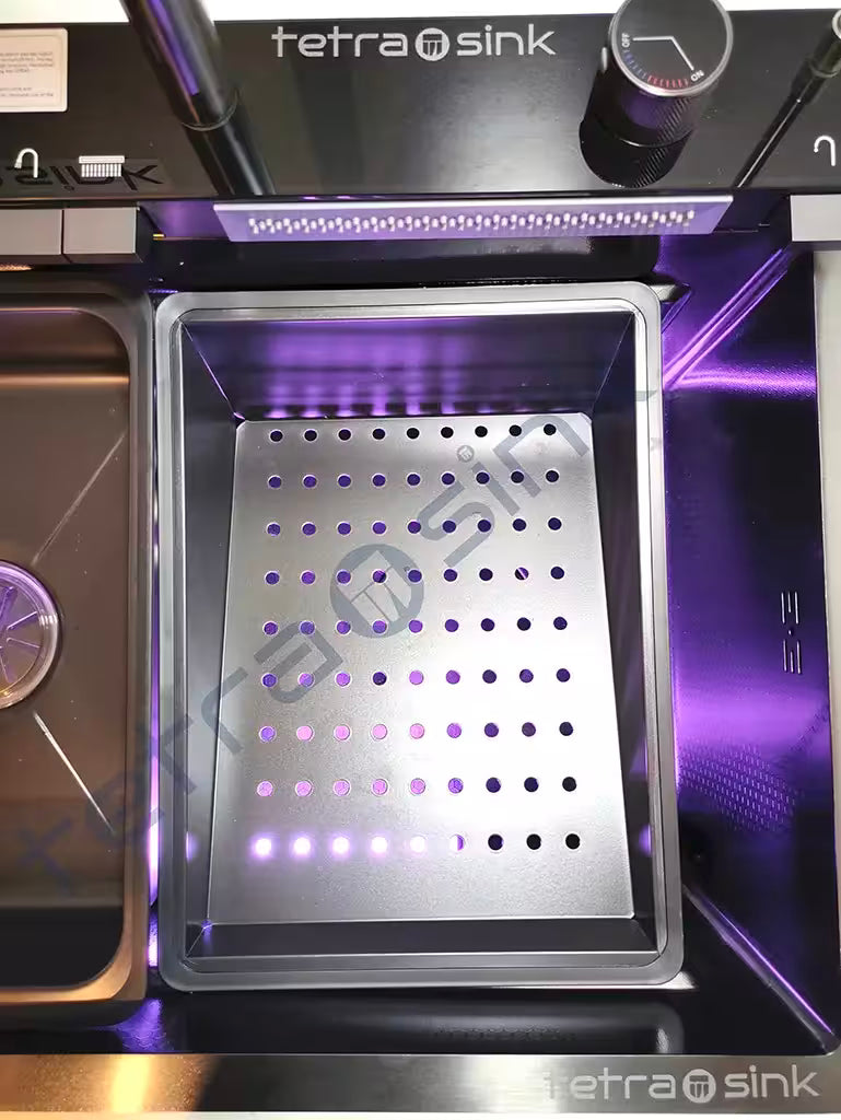 Multifunctional sink best Modern kitchen sink equipment with a perforated metal tray inside an Tetrasink.