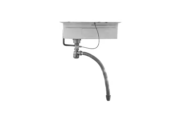 Tetrasink multifunctional sink white kitchen sink back view on a black and white patterned background