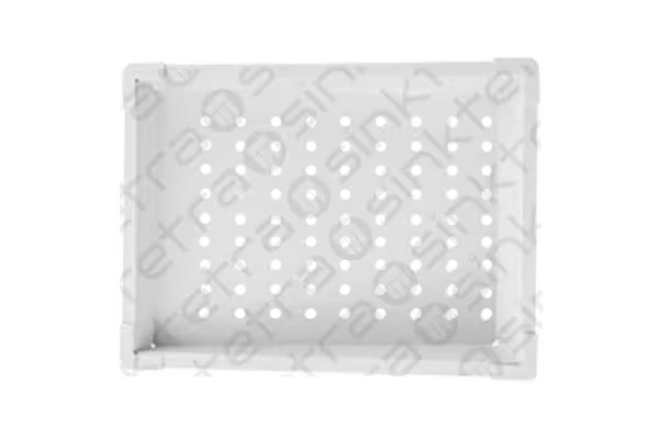 White movable drain basket on a white background