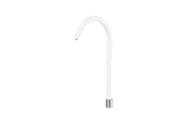 White kitchen faucet on a black background