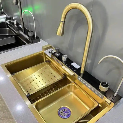Multifunctional kitchen sink | Tetra Sink | 6NGS30475TS | Multifunctional sink for kitchen with a deep trough and a high-quality waterfall mixing system
