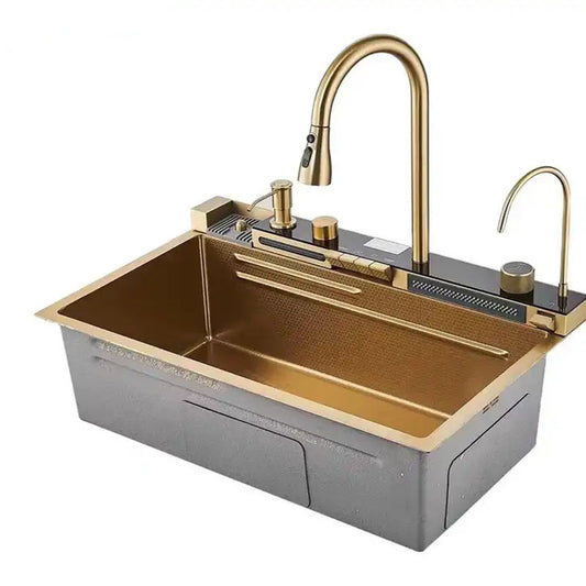 Chiuveta multifunctionala de bucatarie | Tetra Sink | 6NGS30475TS | Chiuvetă multifuncțională pentru bucătărie cu jgheab adânc și sistem de amestecare în cascadă de înaltă calitate