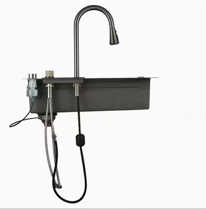 Multifunctional kitchen sink | Tetra Sink | 4KNS30475TS | set А | Multifunctional sink for kitchen with deep trough and high-quality waterfall mixer
