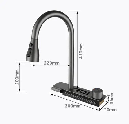 Multifunctional kitchen sink | Tetra Sink | 4KNS30475TS | set А | Multifunctional sink for kitchen with deep trough and high-quality waterfall mixer