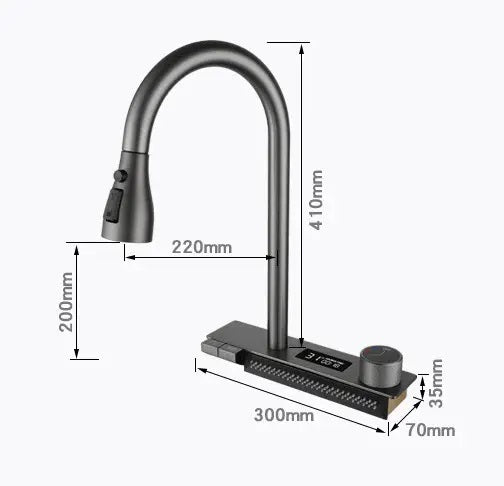 Multifunctional kitchen sink | Tetra Sink | 4KNS30475TS | set B | Multifunctional sink for kitchen with deep trough and high-quality waterfall mixer