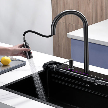 Multifunctional kitchen sink | Tetra Sink | 24NBS304R75 | Multifunctional sink for kitchen with deep trough and high-quality waterfall mixer