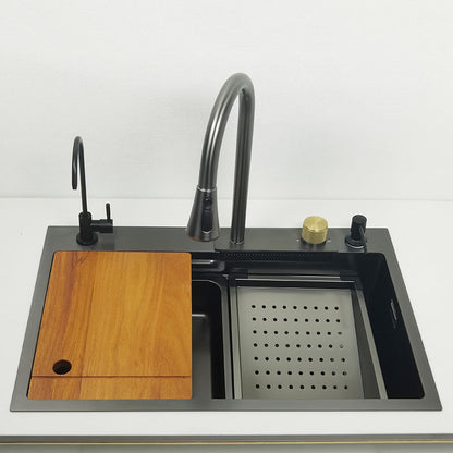 Chiuveta de bucatarie multifunctionala Tetra Sink | 1NS30475TS | Chiuvetă multifuncțională pentru bucătărie cu jgheab adânc și baterie cascadă de înaltă calitate