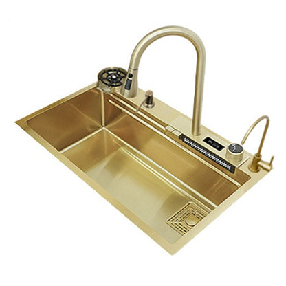Multifunctional deep kitchen sink with waterfall mixer faucet tap | Tetra Sink | 2GNS30475TSK