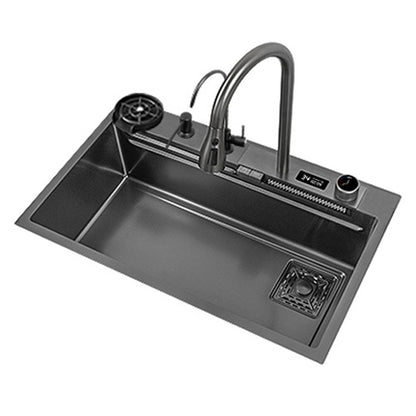 Multifunctional deep kitchen sink with waterfall mixer faucet tap | Tetra Sink | 2NS30468TSK