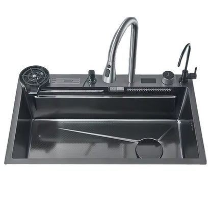 Multifunctional kitchen sink | Tetra Sink | 4KN2S30475TS | set А | Multifunctional sink for kitchen with deep trough and high-quality waterfall mixer - Tetrasink