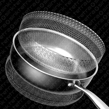 Non-Stick Steel Frying Pan 316 Stainless Steel | TetraSink Panhex | 3D Honeycomb nano platinum coating