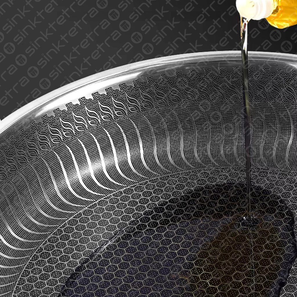 Non-Stick Steel Frying Pan 316 Stainless Steel | TetraSink Panhex | 3D Honeycomb nano platinum coating