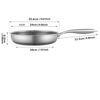 Non-Stick Steel Frying Pan 316 Stainless Steel | TetraSink Panhex | 3D Honeycomb nano platinum coating