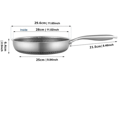Non-Stick Steel Frying Pan 316 Stainless Steel | TetraSink Panhex | 3D Honeycomb nano platinum coating