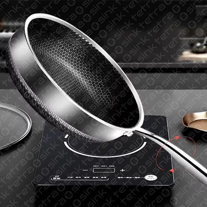 Non-Stick Steel Frying Pan 316 Stainless Steel | TetraSink Panhex | 3D Honeycomb nano platinum coating