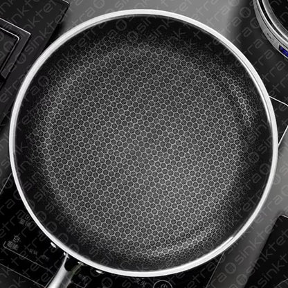 Non-Stick Steel Frying Pan 316 Stainless Steel | TetraSink Panhex | 3D Honeycomb nano platinum coating