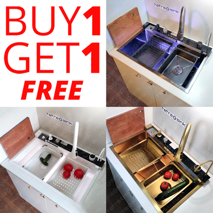 Buy 1 get 1 Free | Tetra Sink Multifunctional kitchen sink with Nano 3D Platinum Coating  Digital Temperature Display & LED Lighting - 6NBS30475TS