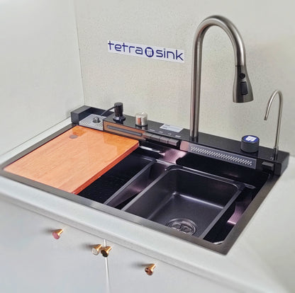 Chiuveta multifunctionala de bucatarie | Tetra Sink | 6NBS30475TS | Chiuvetă multifuncțională pentru bucătărie cu jgheab adânc și sistem de amestecare în cascadă de înaltă calitate