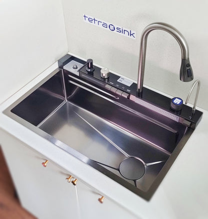 Мултифункционална мивка за кухня | Тетра Синк | 6NBS30475TS | Многофункционална мивка за кухня с дълбоко корито и висококачествена смесителна система водопад